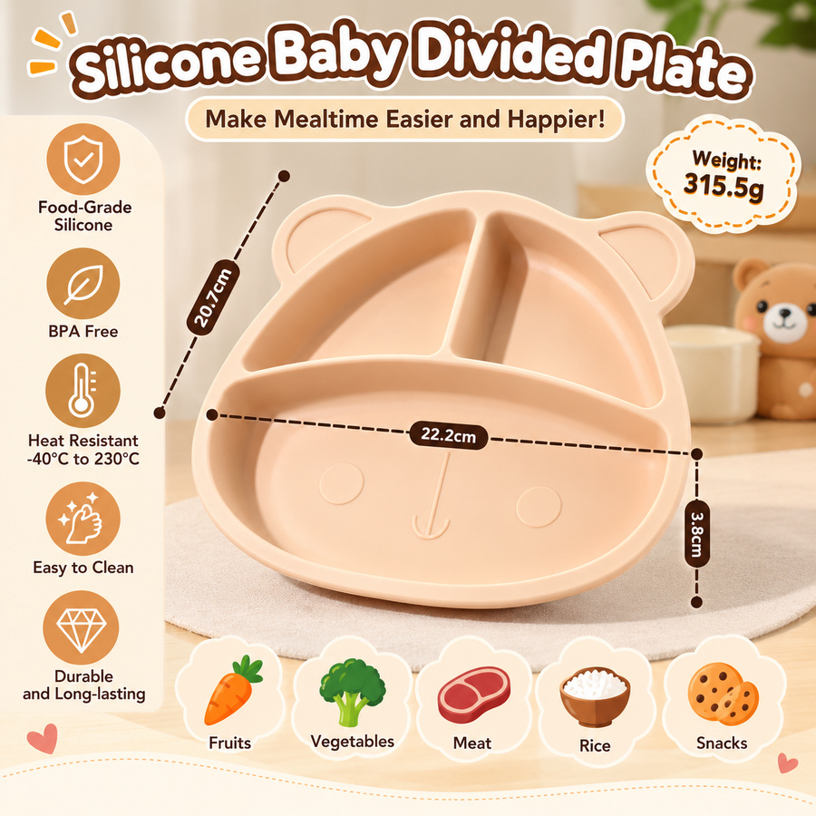 シリコン製仕切り付きベビープレート | 子供用仕切り付き食器 卸売＆OEM/ODM