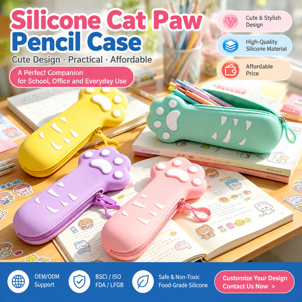 シリコン製肉球ペンケース | 卸売サプライヤー & OEM/ODM