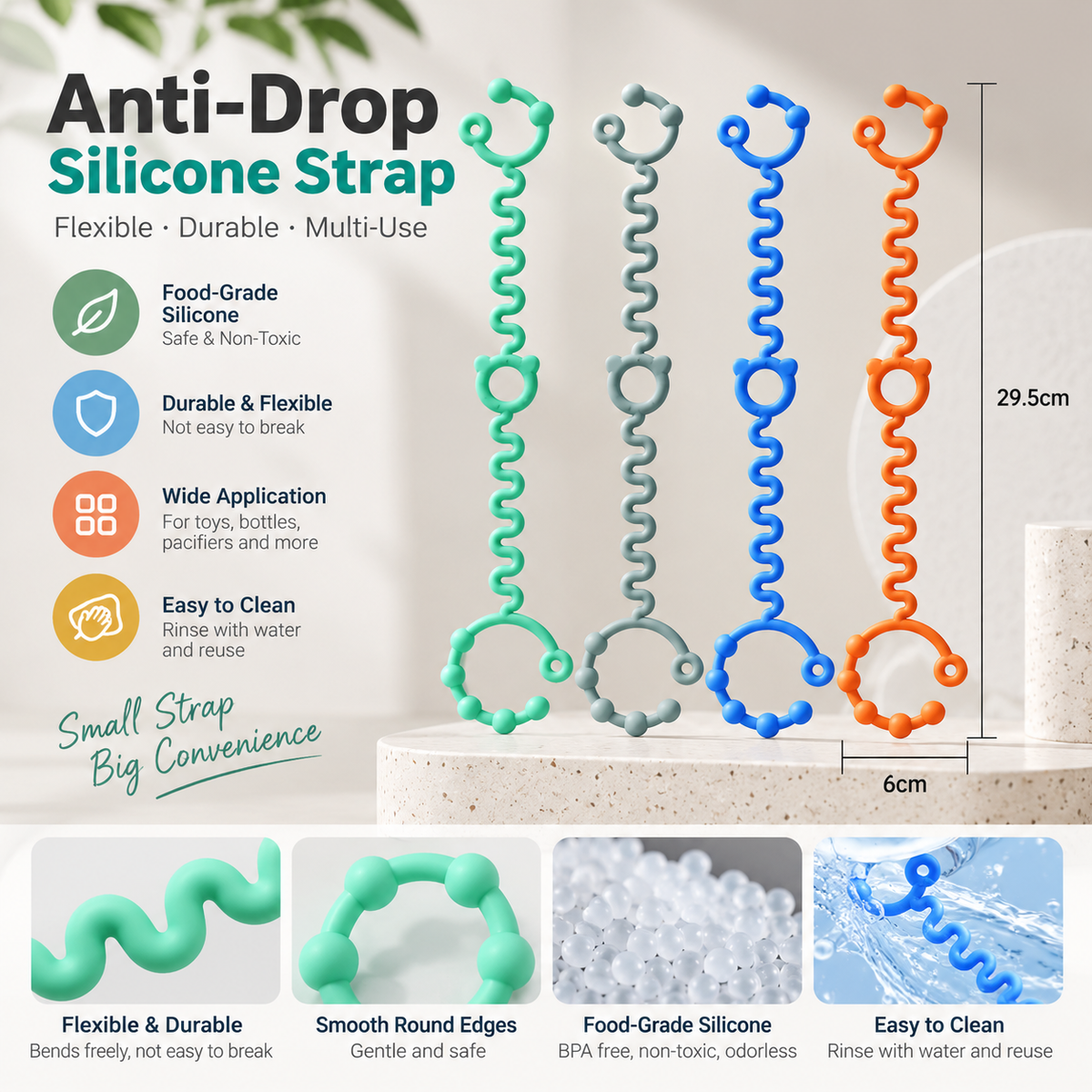 Anti-Drop Silicone Strap for Baby Products | Wholesale & OEM