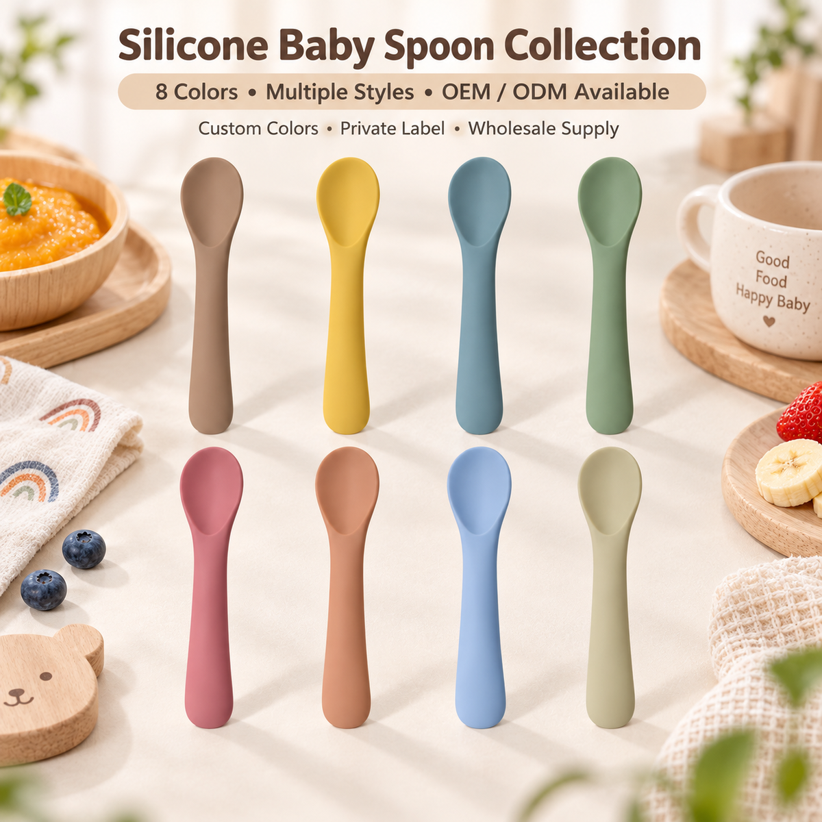 シリコン製ベビー用離乳食スプーン | 卸売＆OEM