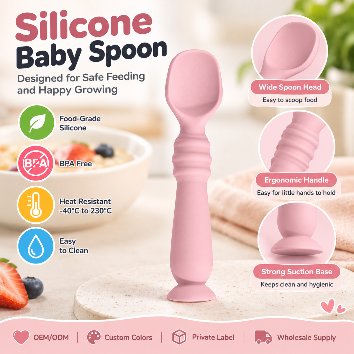 シリコン製ベビー用離乳食スプーン