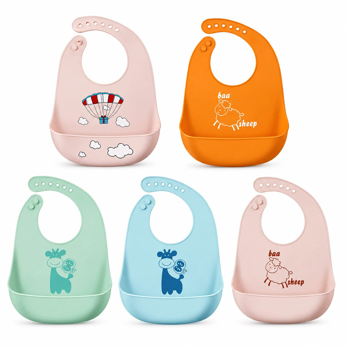 Silicone Baby Bib with Deep Food Catch Pocket | Wholesale & OEM/ODM