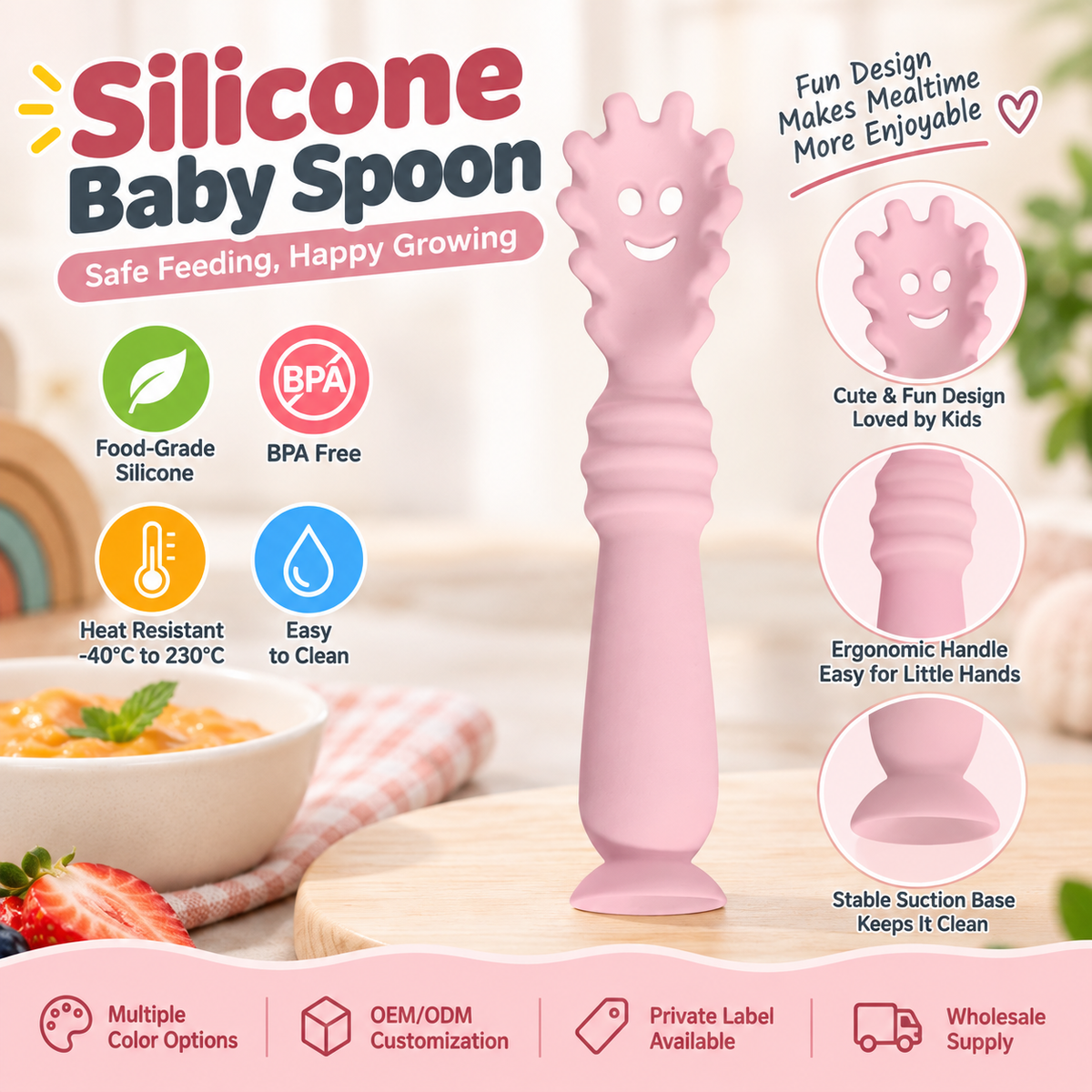 シリコン製ベビー用離乳食スプーン