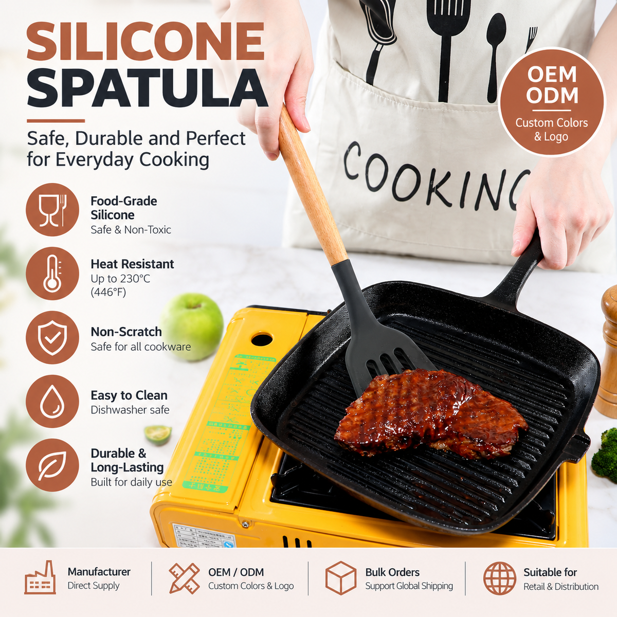 木製ハンドルのシリコンキッチン用品セット | 卸売 & OEM/ODMサプライヤー
