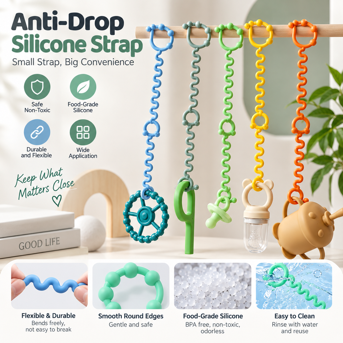 Anti-Drop Silicone Strap for Baby Products | Wholesale & OEM
