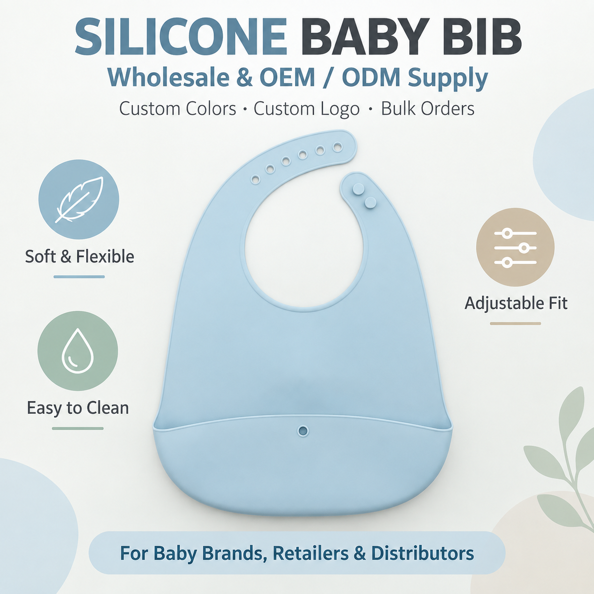Silicone Baby Bib with Food Catch Pocket | Wholesale & OEM/ODM Supplier