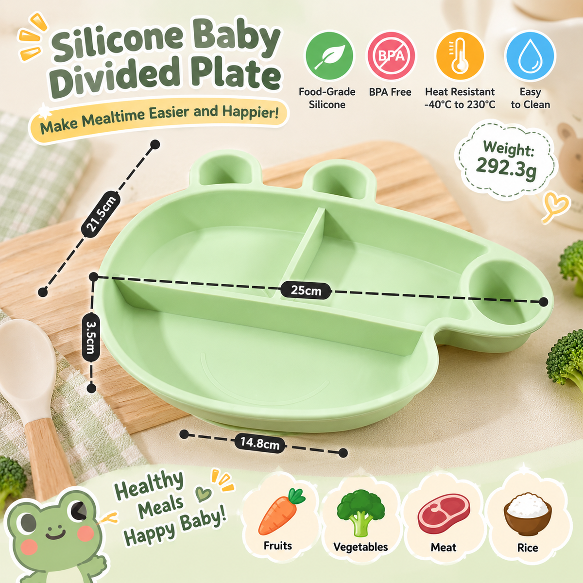 シリコン製仕切り付きベビープレート | 子供用仕切り付き食器 卸売＆OEM/ODM